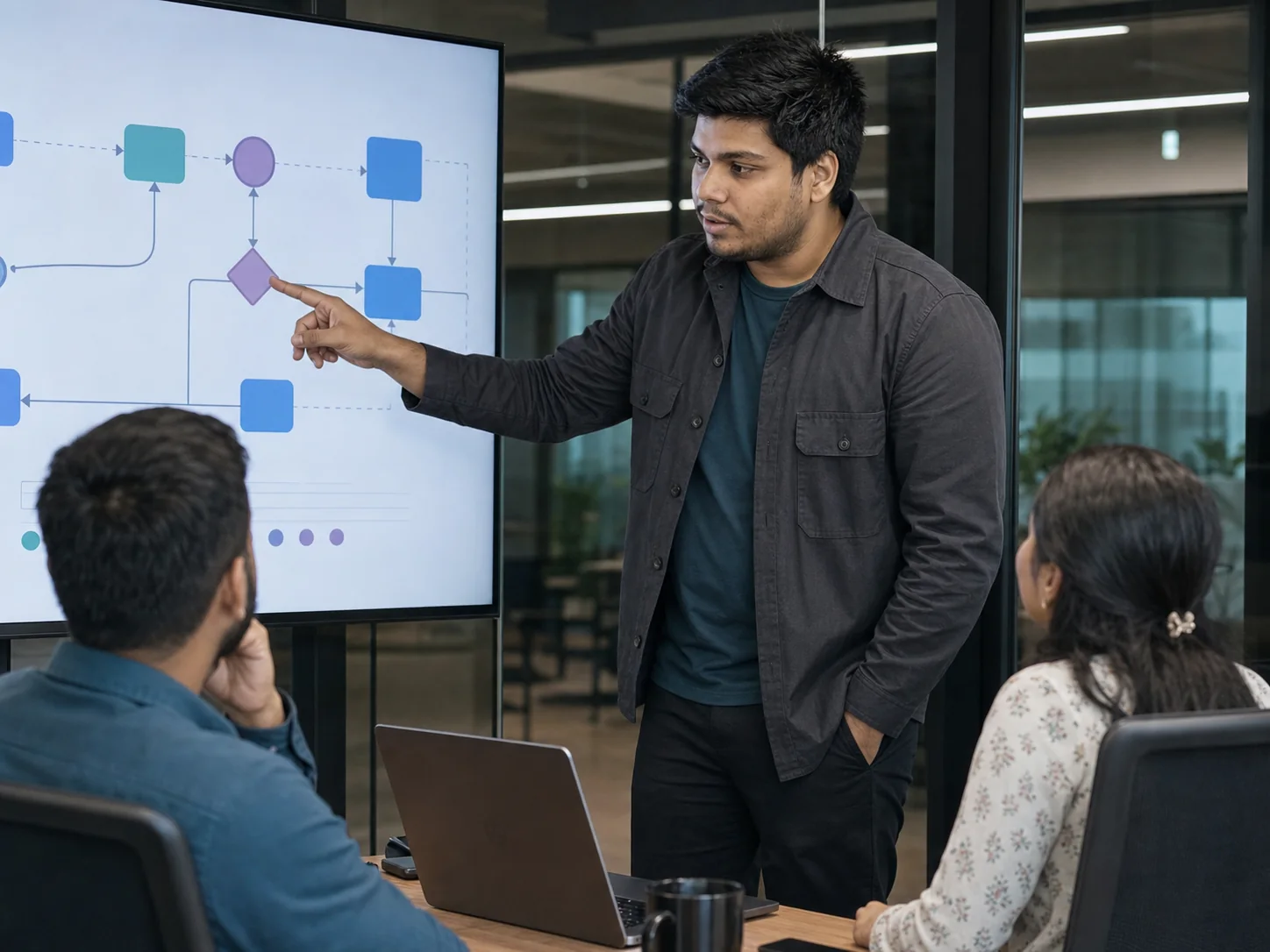 Kayen helping a Sri Lankan operations team review a digital workflow